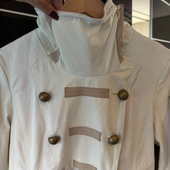 Vintage Mackage Double Closure Leather Trim Trench Coat Jacket - Picture 6 of 9